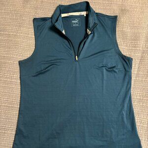 Puma Zip-Up Golf Tank Teal - M